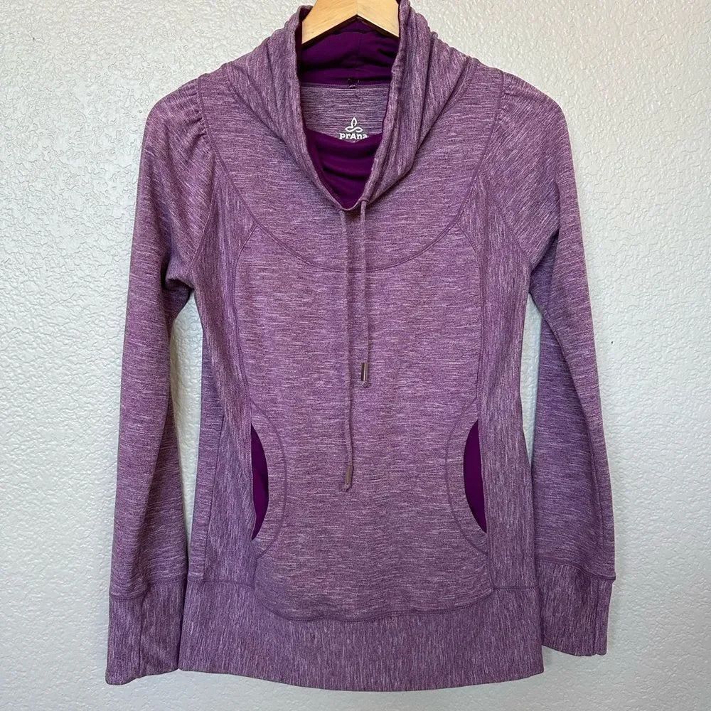 Prana Purple Cowl Neck Pullover Top S